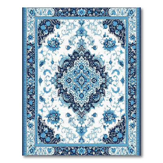 Blue Intricate Floral Medallion Rug