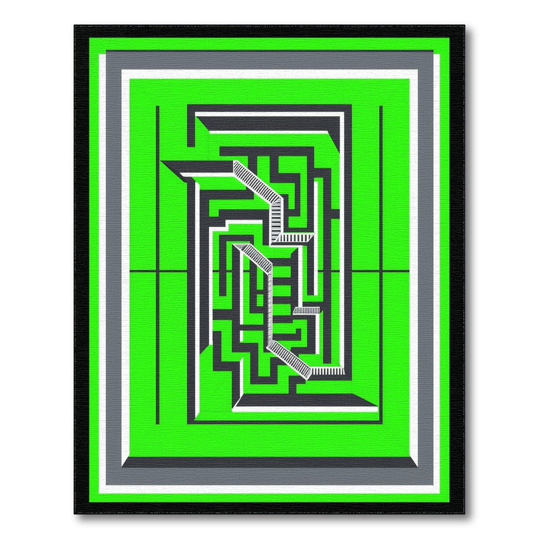 Green Geometric Modern Green Geometric Maze Area Rug