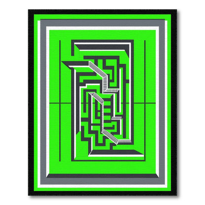 Green Geometric Modern Green Geometric Maze Area Rug