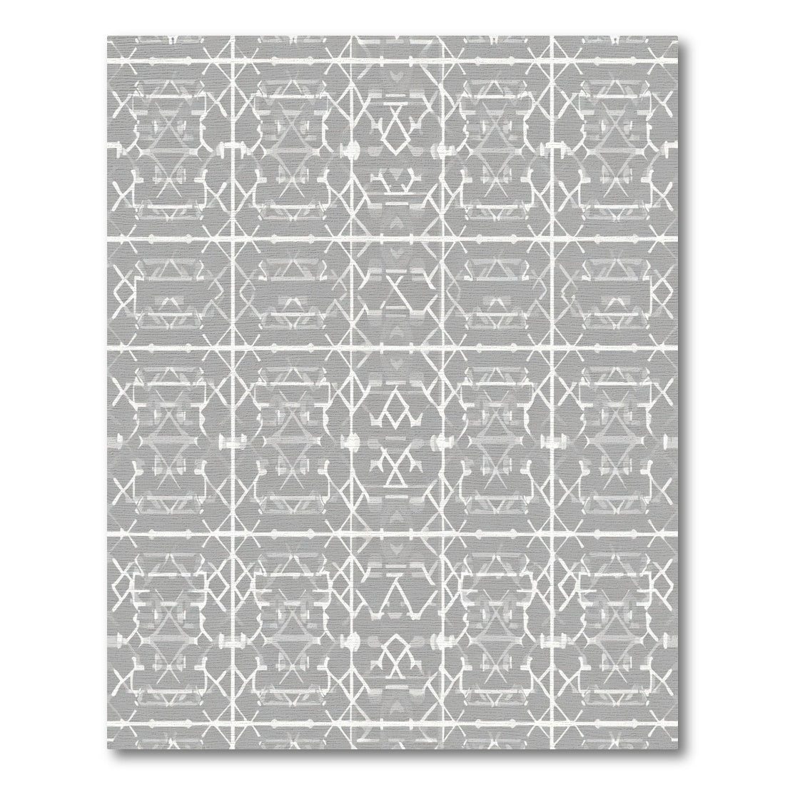 Chic Gray Geometric Lattice Overlay Rug