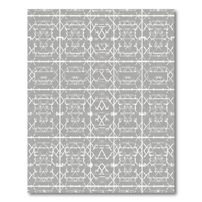 Chic Gray Geometric Lattice Overlay Rug