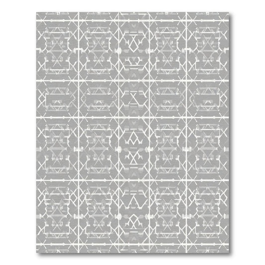 Chic Gray Geometric Lattice Overlay Rug