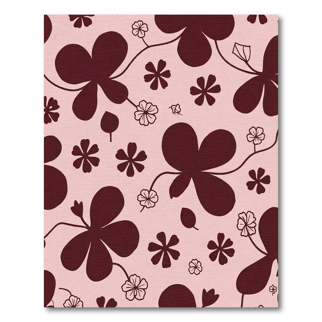 Whimsical Burgundy Floral Clover Rug