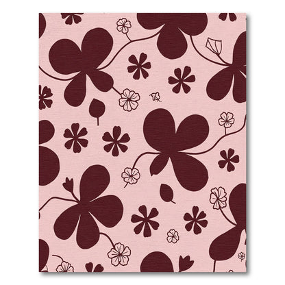 Whimsical Burgundy Floral Clover Rug