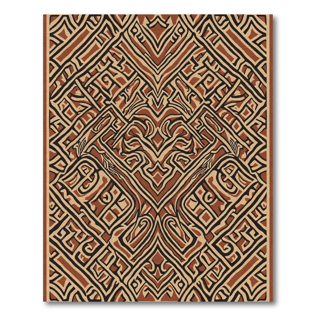 Brown Black Geometric Maze Composition Rug