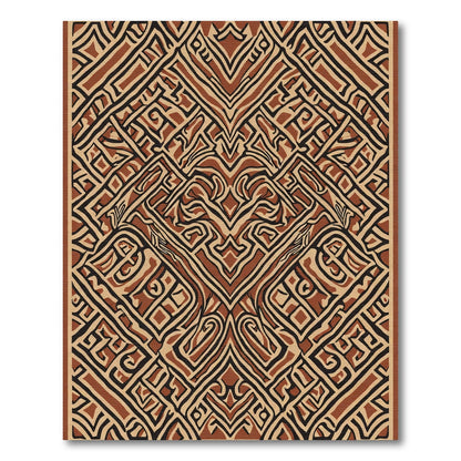 Brown Black Geometric Maze Composition Rug