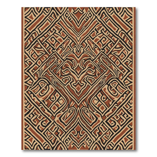 Brown Black Geometric Maze Composition Rug