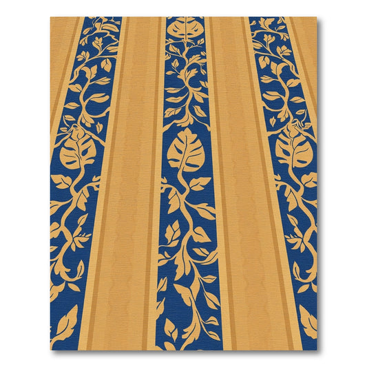 Bold Blue Golden Vine Stripe Rug