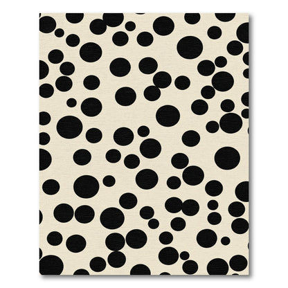 Cream Black Scattered Circles Rug