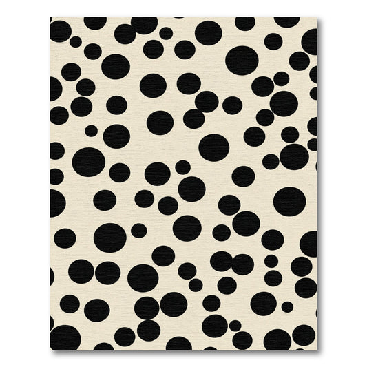 Cream Black Scattered Circles Rug