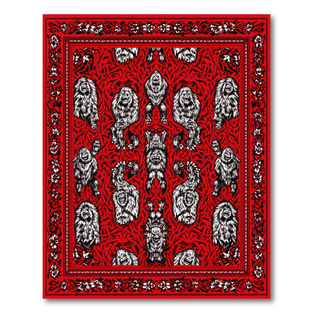 Red Monkey Bandana Area Rug