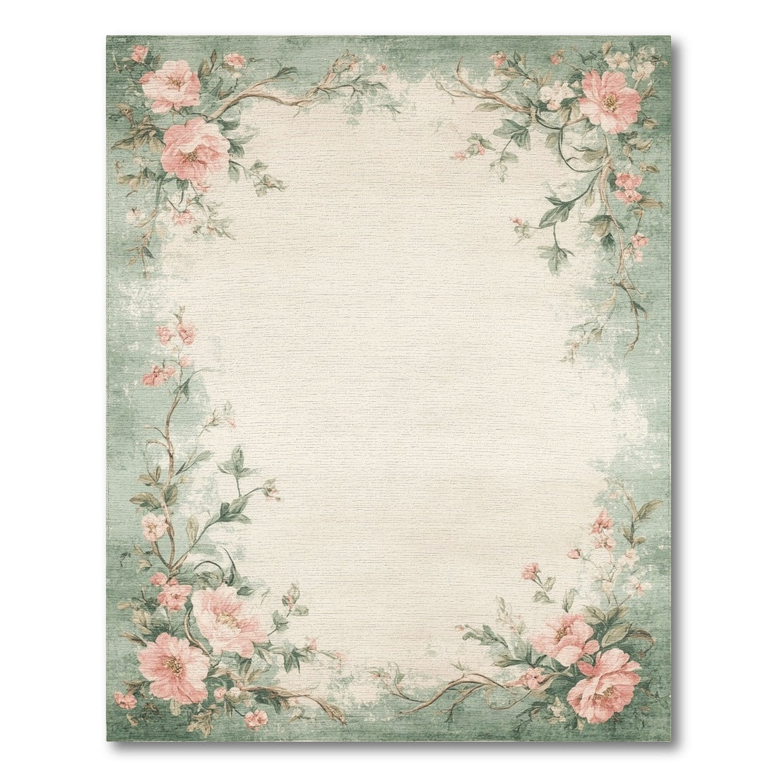 Rose Floral Vintage Pink Rose Vintage Floral Area Rug