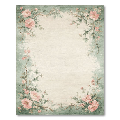 Rose Floral Vintage Pink Rose Vintage Floral Area Rug
