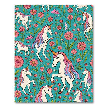 Whimsical Unicorn Floral Meadow Rug