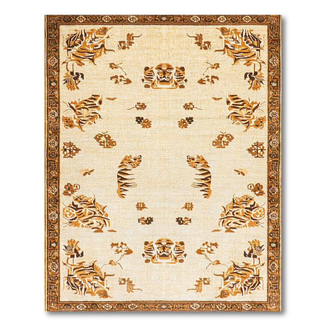 Brown and Tan Brown Tiger Heritage Area Rug
