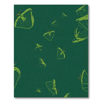 Green Lime Moth Sketch Pattern Rug