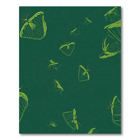 Green Lime Moth Sketch Pattern Rug