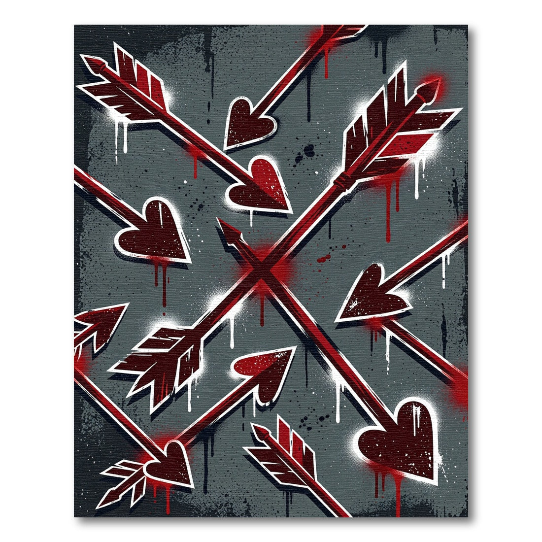 Crimson Heart Arrows Graffiti Rug