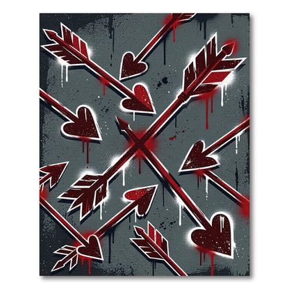 Crimson Heart Arrows Graffiti Rug