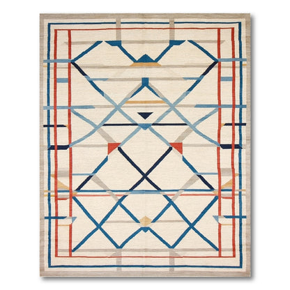 Diamond Blue and Teal Blue Geometric Diamond Area Rug