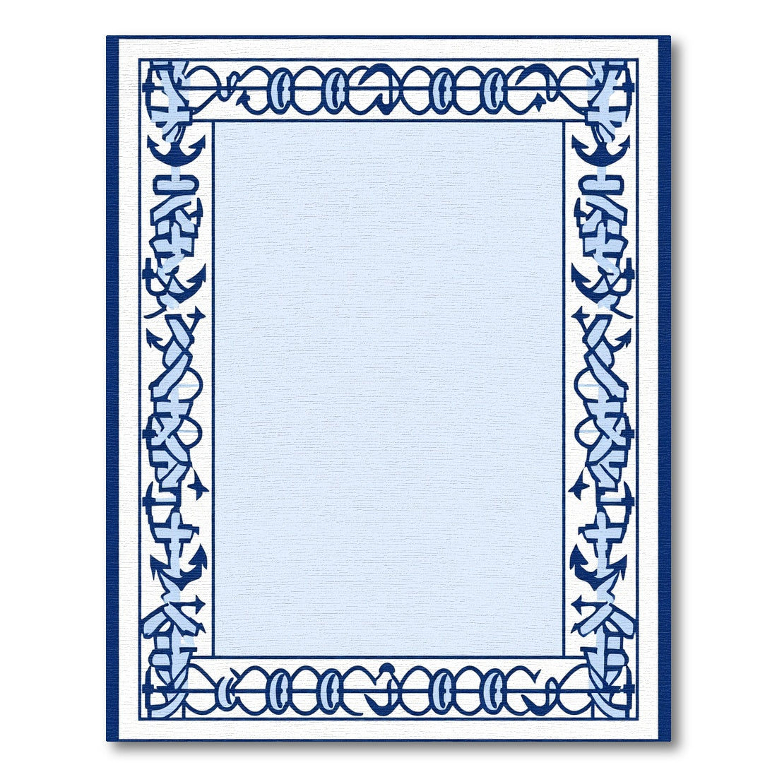 Navy Blue Anchor Chain Border Rug