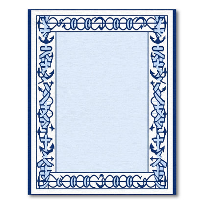 Navy Blue Anchor Chain Border Rug