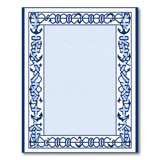 Navy Blue Anchor Chain Border Rug