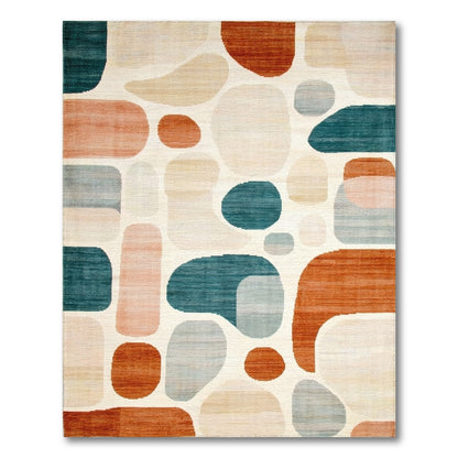 Abstract Teal Shapes Area Rug