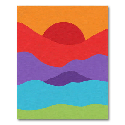 Vibrant Sunset Abstract Landscape Rug