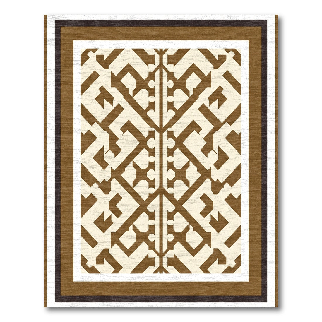 Brown Geometric Lattice Medallion Rug