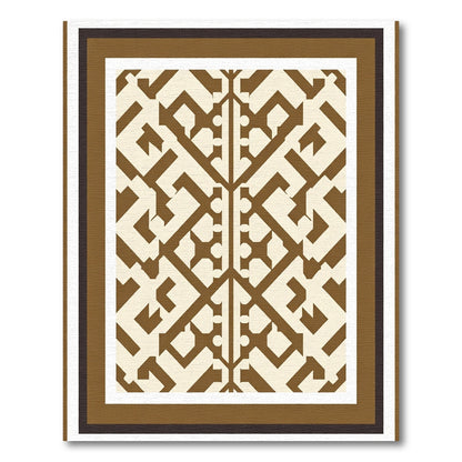 Brown Geometric Lattice Medallion Rug