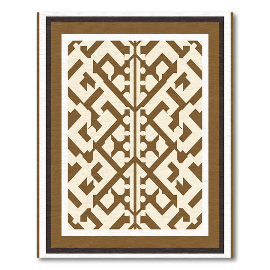 Brown Geometric Lattice Medallion Rug
