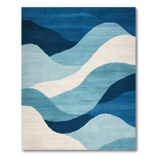 Blue Wave Abstract Area Rug