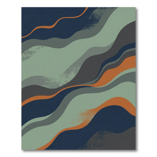Abstract Wave Blue Teal Area Rug