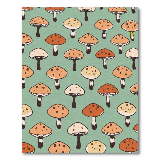 Orange Brown Cream Mushroom Arrangement Rug