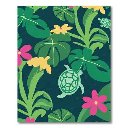 Tropical Floral Turtle Garden Rug