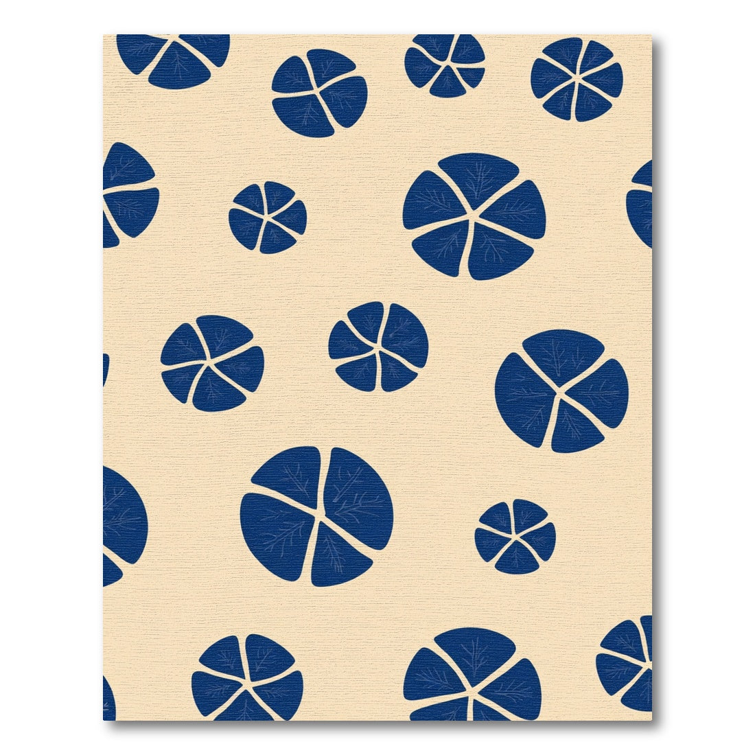 Deep Blue Circle Floral Abstract Rug