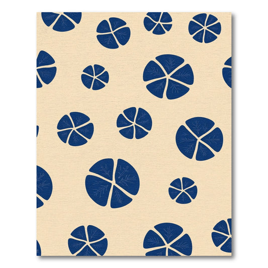 Deep Blue Circle Floral Abstract Rug