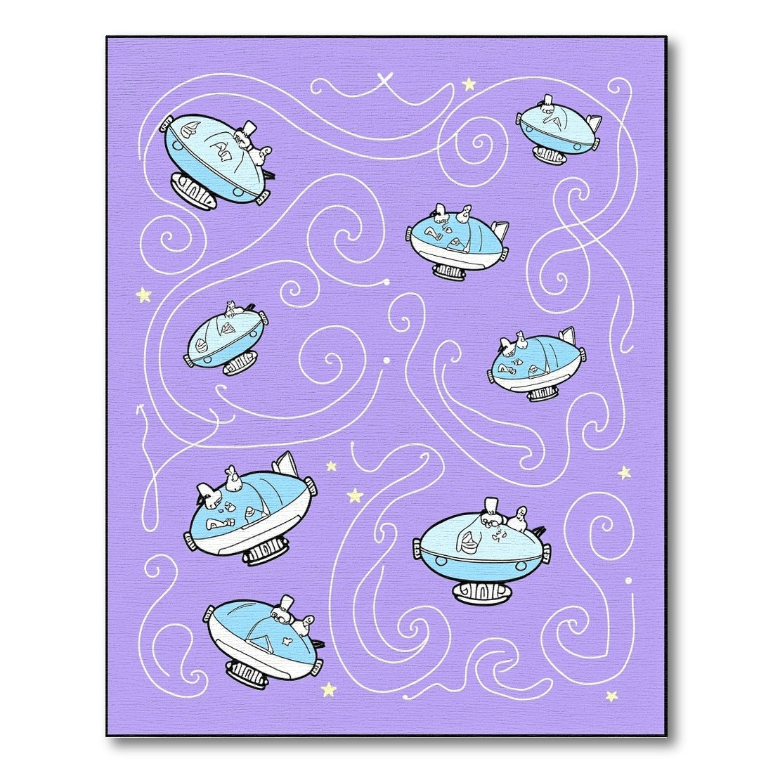 Whimsical Light Blue Blimp Swirls Rug