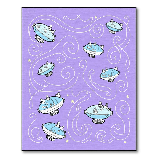 Whimsical Light Blue Blimp Swirls Rug