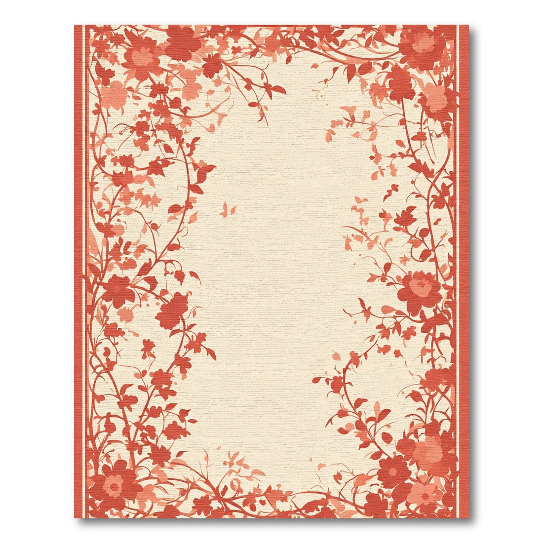 Coral Blossom Vine Border Rug