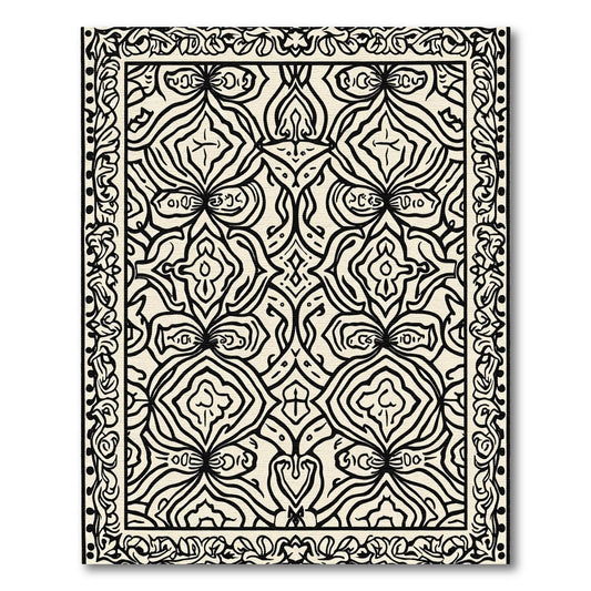 Classic Black Ivory Intricate Outline Rug