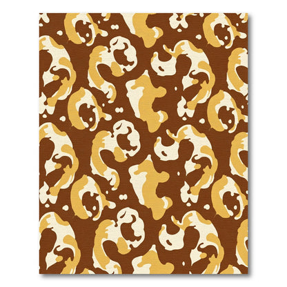 Brown and Gold Abstract Swirl Rug