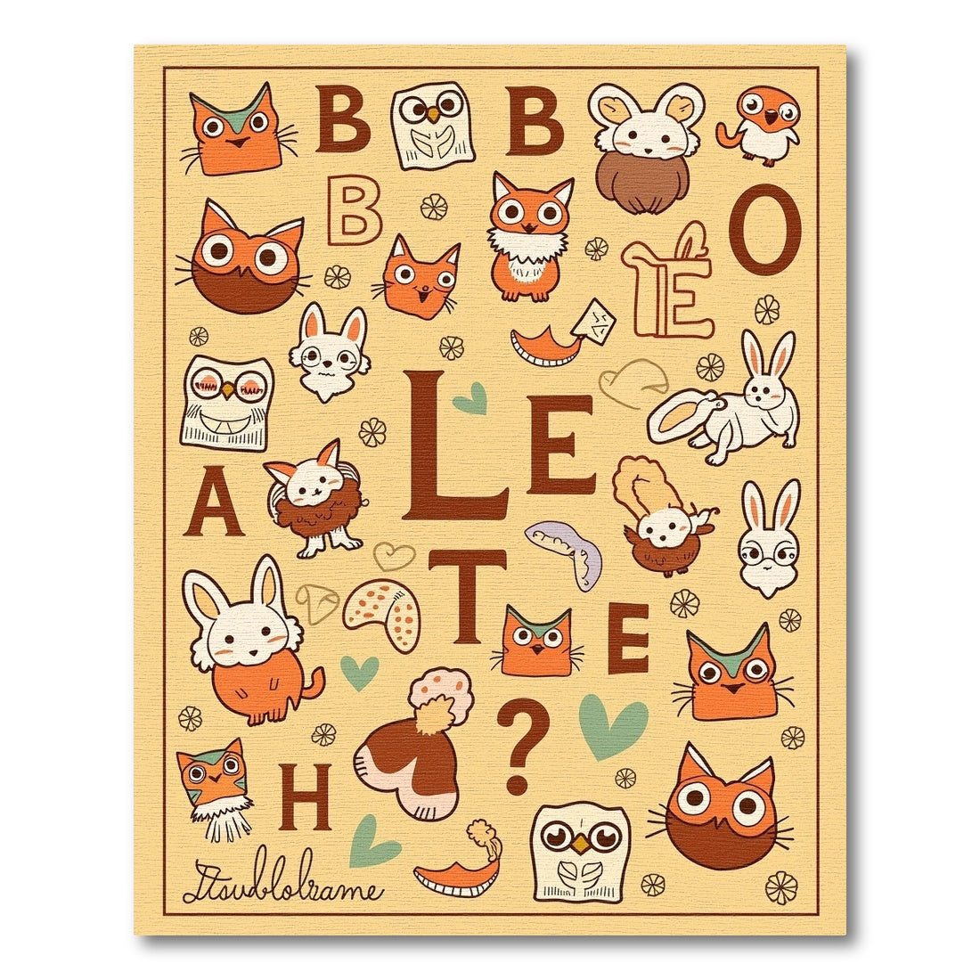 Whimsical Animal Alphabet Collage Rug
