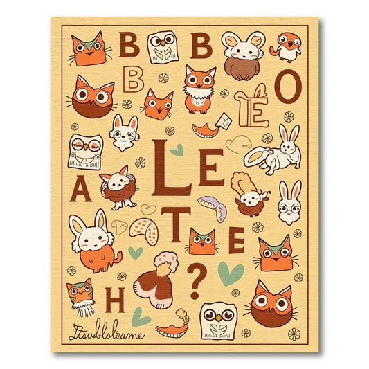Whimsical Animal Alphabet Collage Rug
