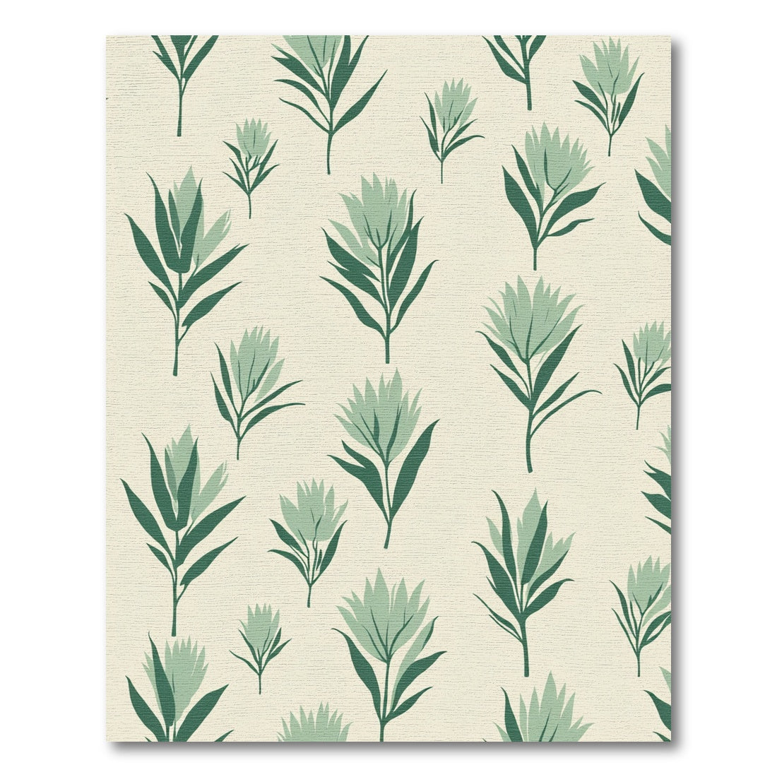 Sage Green Stylized Floral Garland Rug