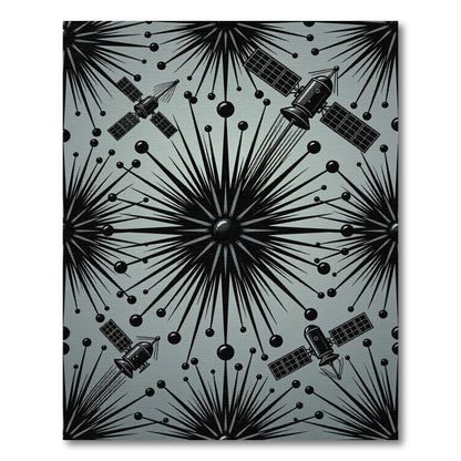 Retro Space Satellite Starburst Rug