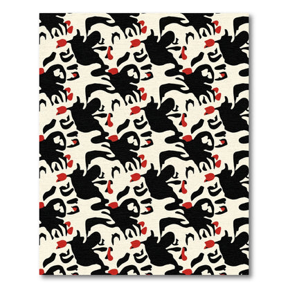 Bold Abstract Black Red Shapes Rug