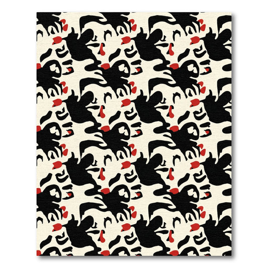 Bold Abstract Black Red Shapes Rug