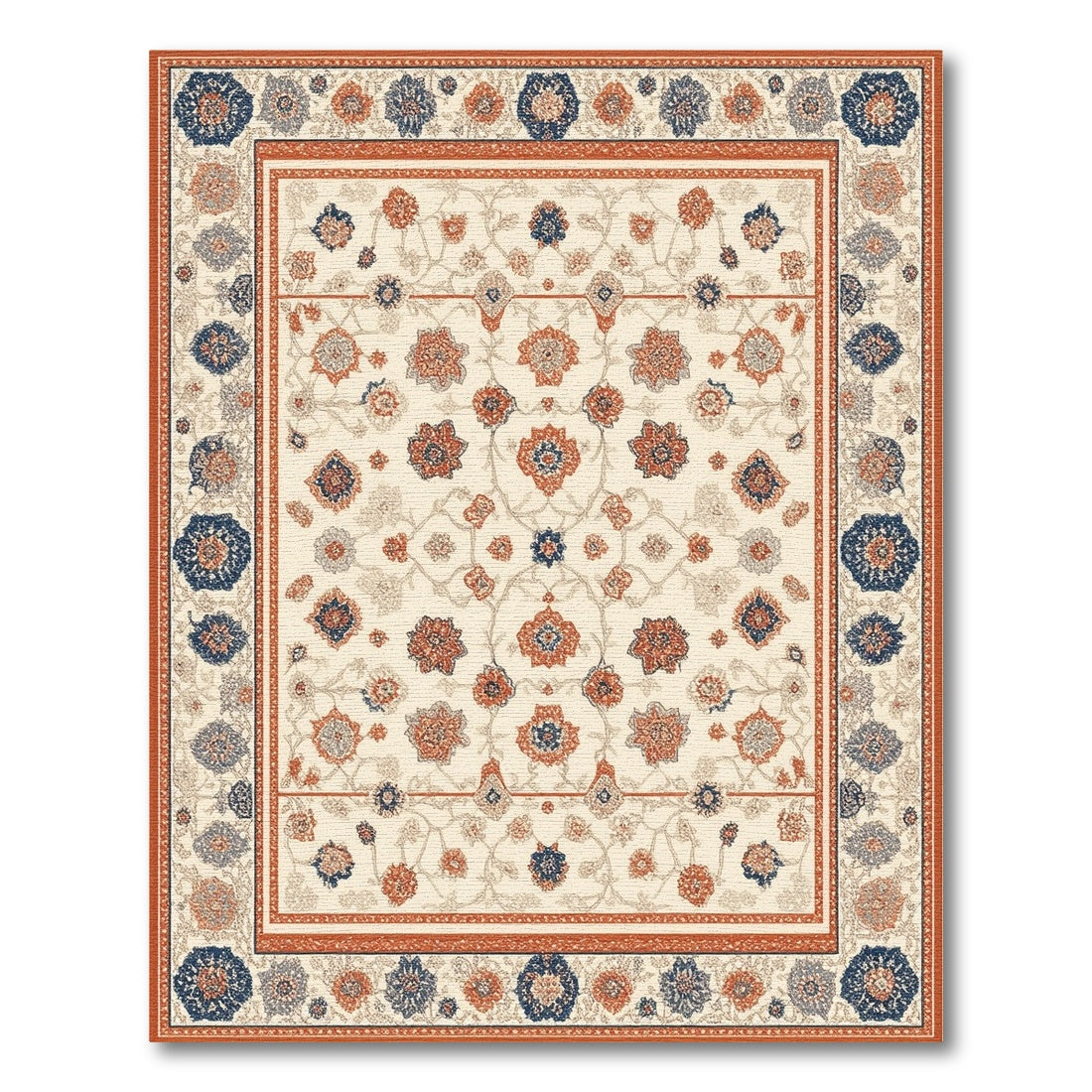 Beige and Neutral Traditional Persian Beige Floral Area Rug